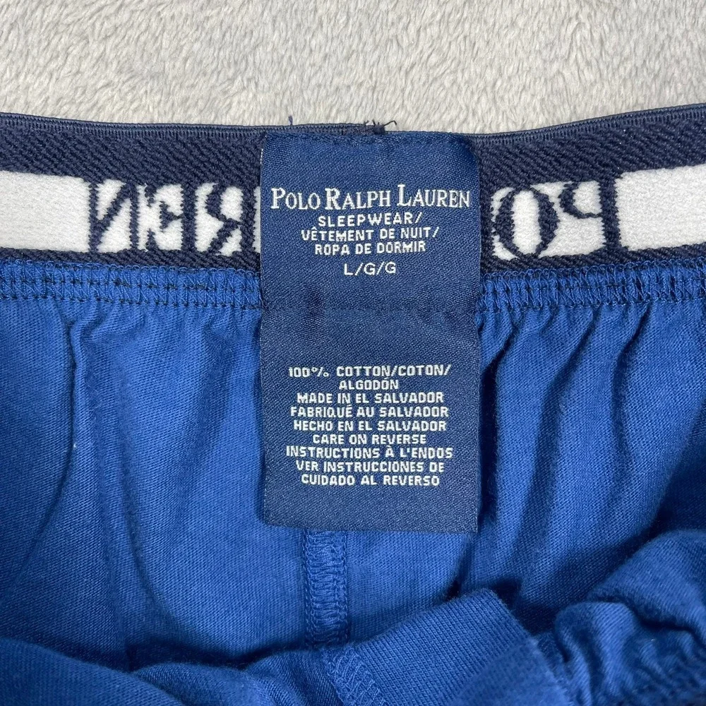 Polo Ralph Lauren Pajama Pants Mens Large Blue Cotton Big Pony‎ Logo